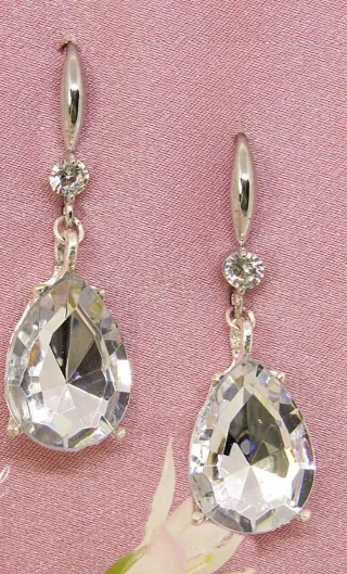 Pendientes lágrima cristal plata