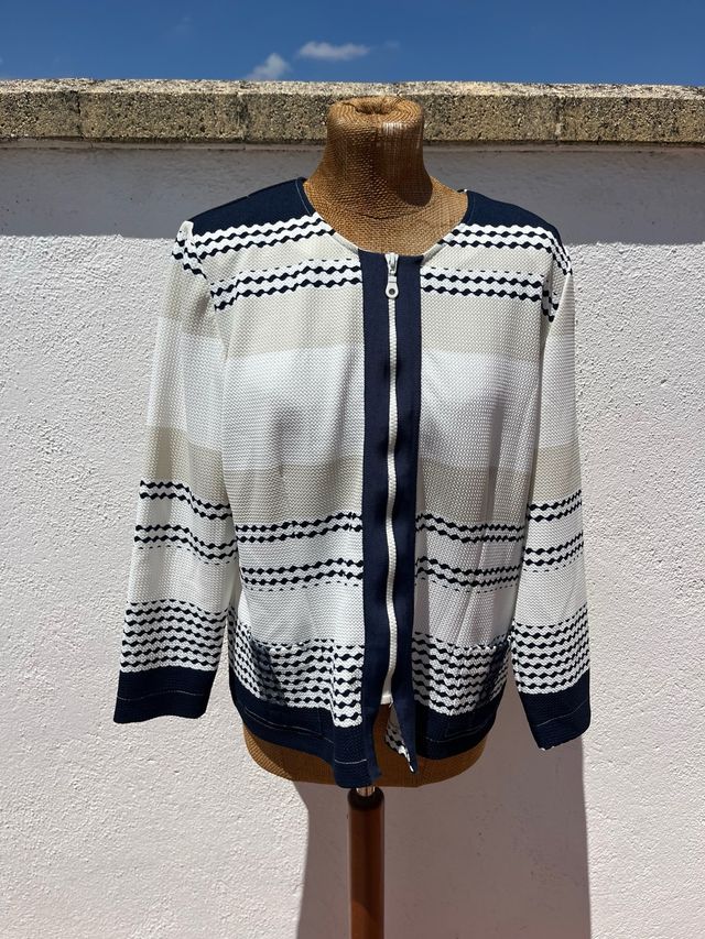 Chaqueta Carmela Rosso T48 Rayas Azul Beige