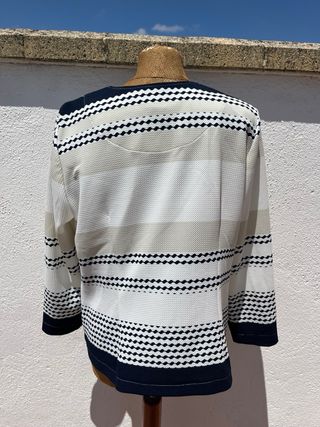 Chaqueta Carmela Rosso T48 Rayas Azul Beige