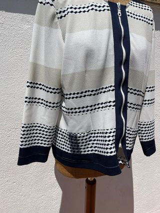 Chaqueta Carmela Rosso T48 Rayas Azul Beige