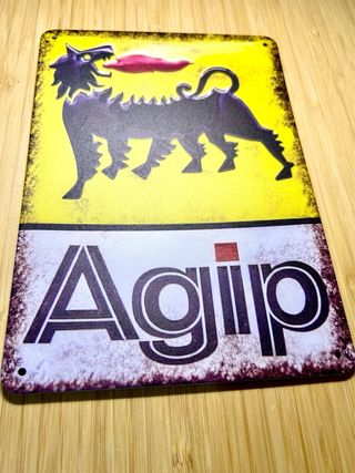 Insegna metallica vintage AGIP 20x14 cm