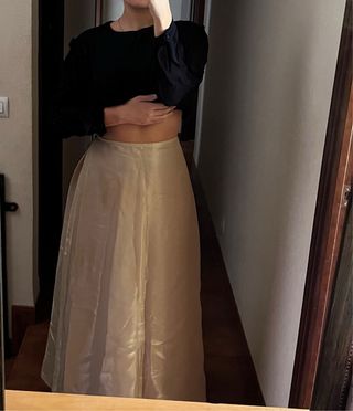 Falda Joy Cost satinada champán Talla M