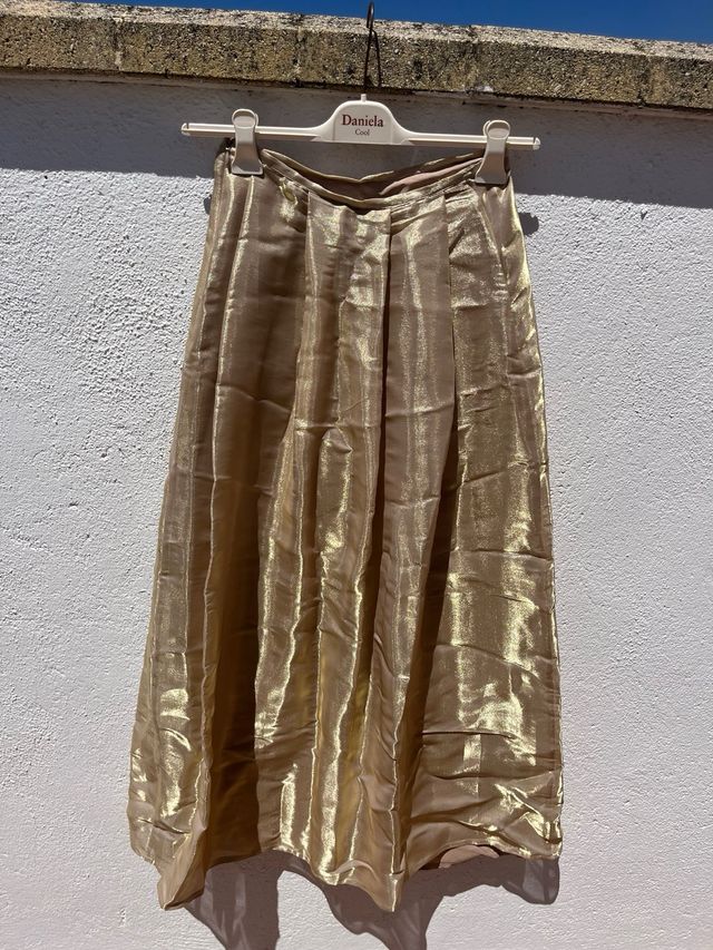 Falda Joy Cost satinada champán Talla M