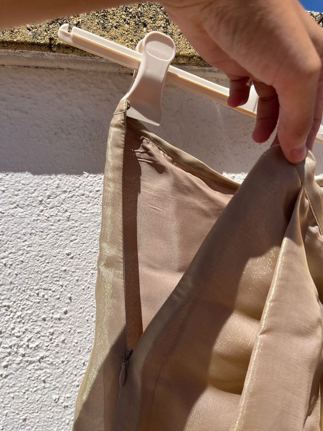 Falda Joy Cost satinada champán Talla M