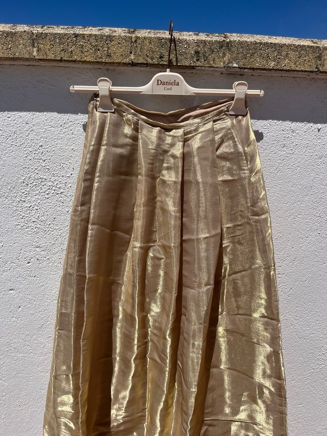 Falda Joy Cost satinada champán Talla M