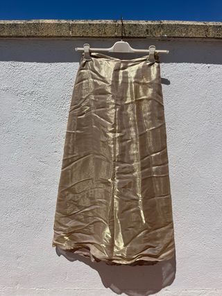 Falda Joy Cost satinada champán Talla M