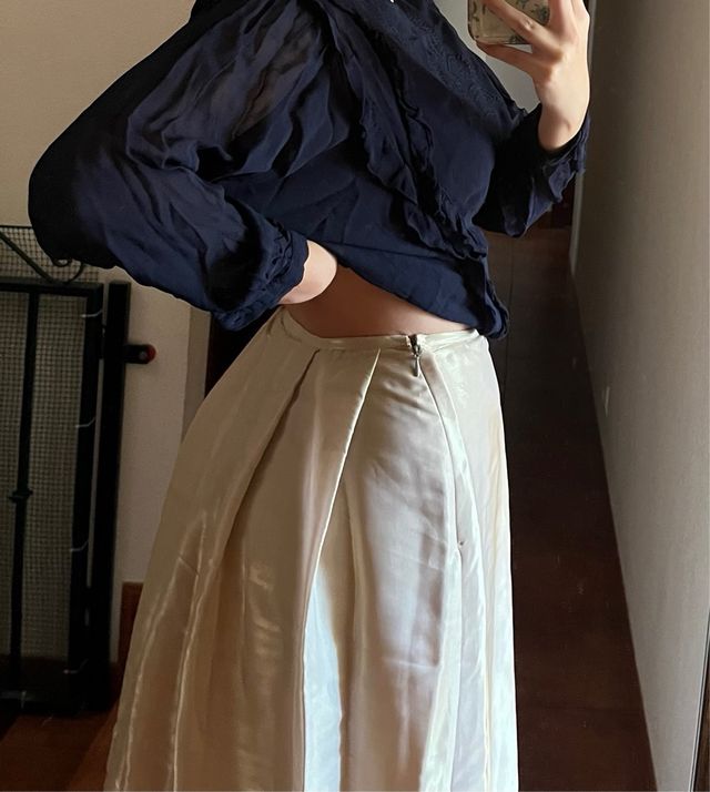 Falda Joy Cost satinada champán Talla M