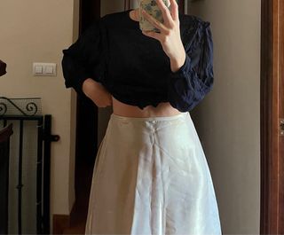 Falda Joy Cost satinada champán Talla M