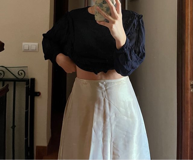 Falda Joy Cost satinada champán Talla M