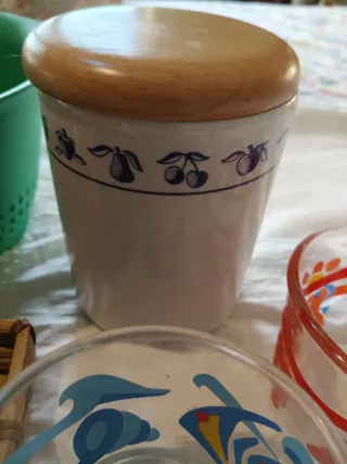 Set 10 pezzi cucina bambù, ceramica, vetro, legno