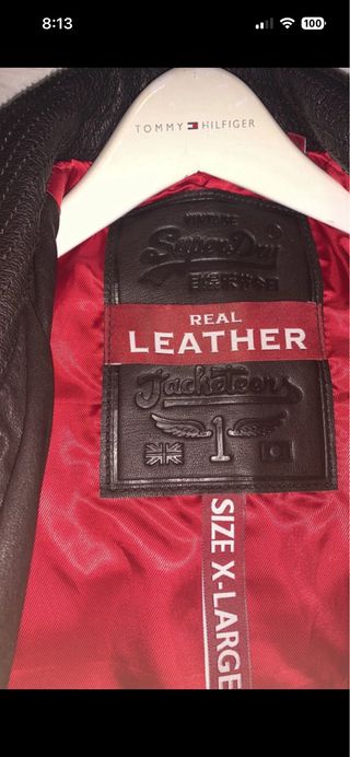 Chaqueta de cuero marrón XL