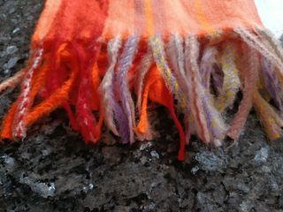 Fular Desigual cuadros naranja y morado