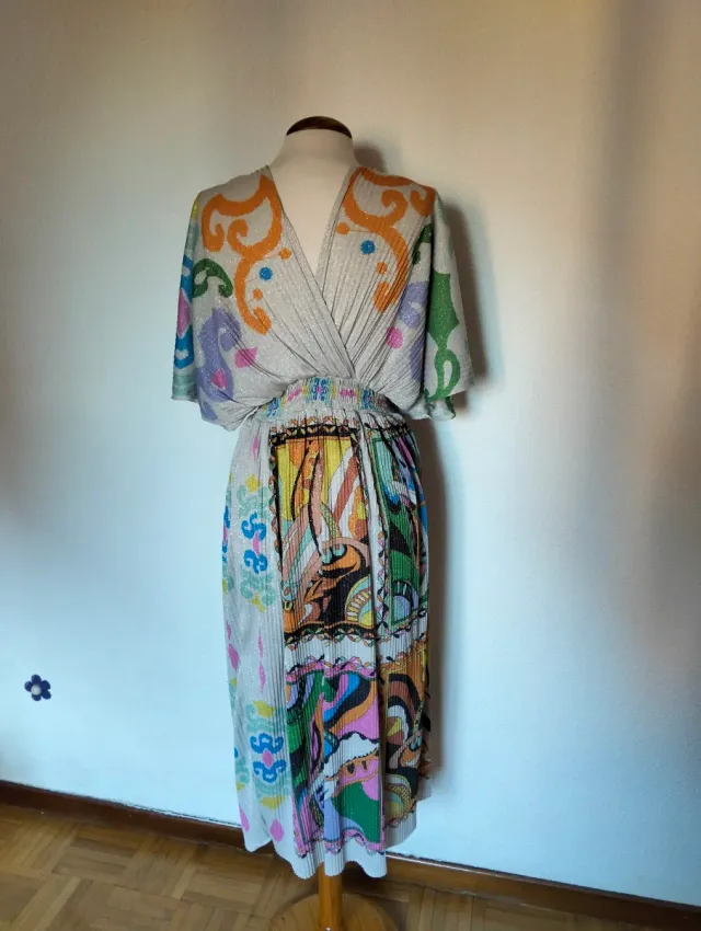 Vestido Florencia plisado multicolor