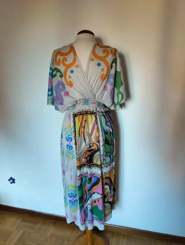 Vestido Florencia plisado multicolor