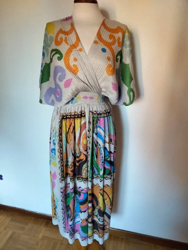 Vestido Florencia plisado multicolor