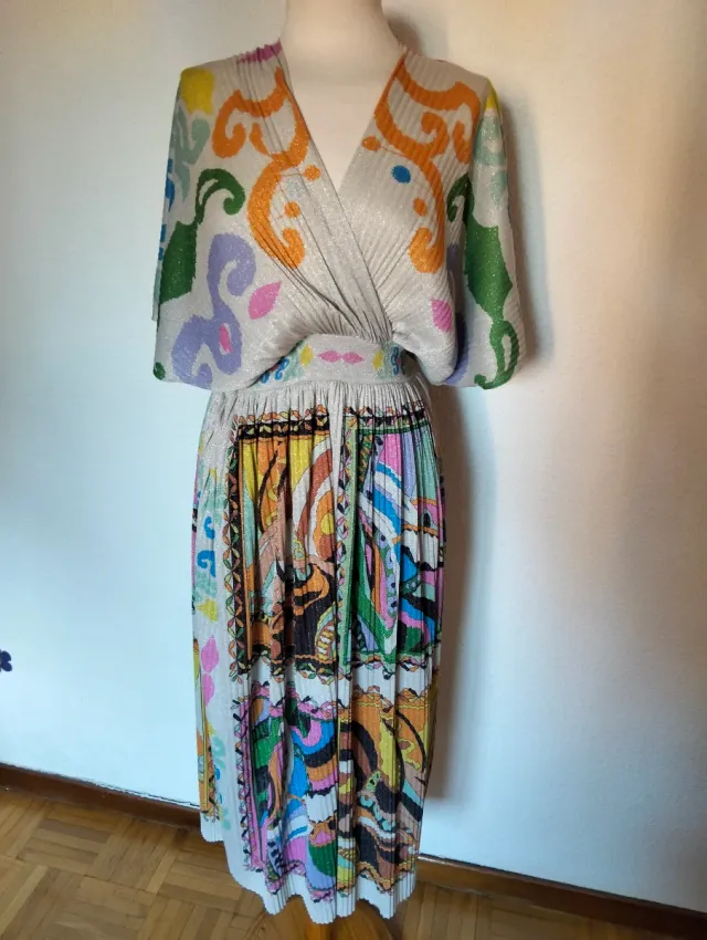 Vestido Florencia plisado multicolor