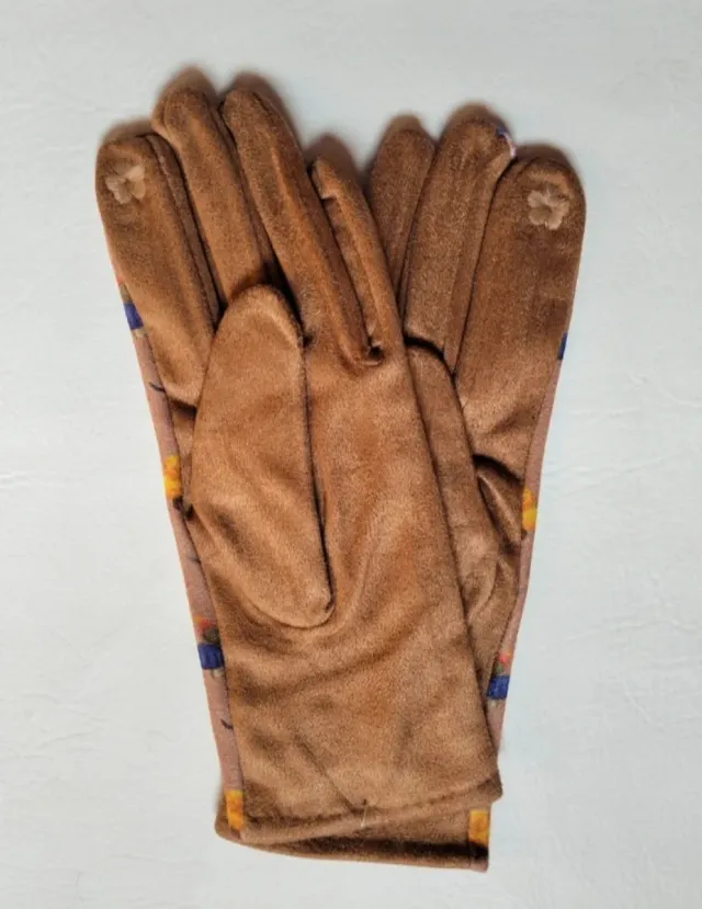 Guantes perritos teckel marrones y multicolor