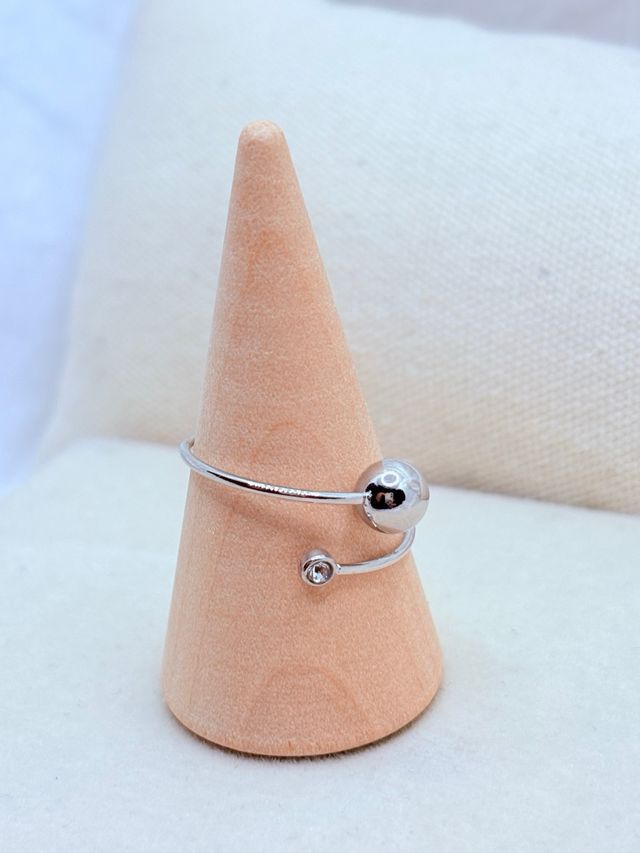 Anillo Acero Inoxidable Bolas y Circonita