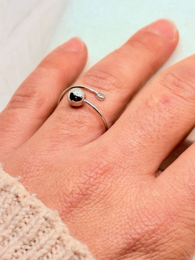 Anillo Acero Inoxidable Bolas y Circonita