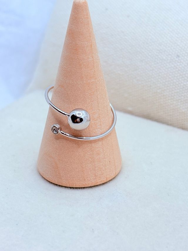 Anillo Acero Inoxidable Bolas y Circonita