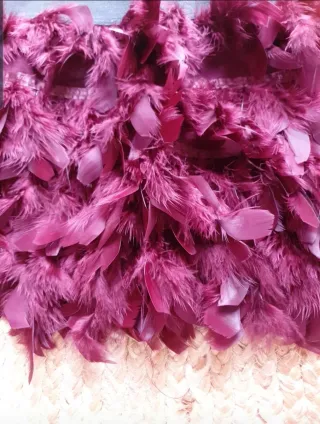 Falda de plumas burdeos