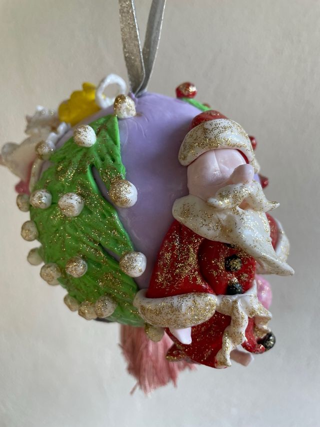 Decorazione Natalizia Sfera con Babbo Natale