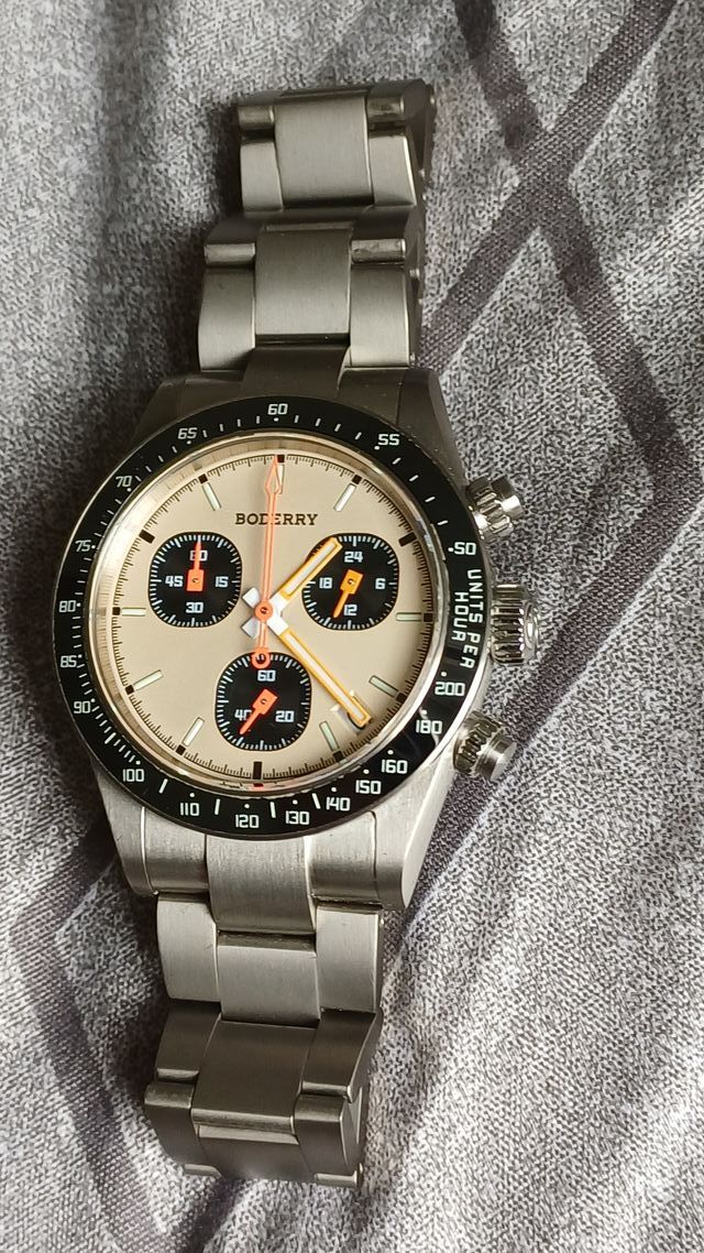 Reloj Boderry Cronógrafo Titanio Beige/Plata