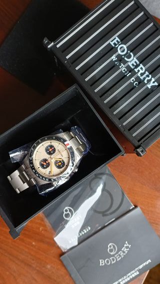 Reloj Boderry Cronógrafo Titanio Beige/Plata