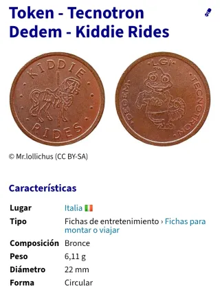 Moneda Antigua TECNOTRON kiddie rides