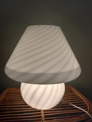 Lampada Fungo Murano Vetro Bianco