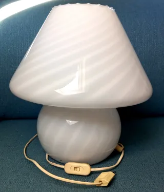 Lampada Fungo Murano Vetro Bianco