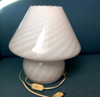 Lampada Fungo Murano Vetro Bianco
