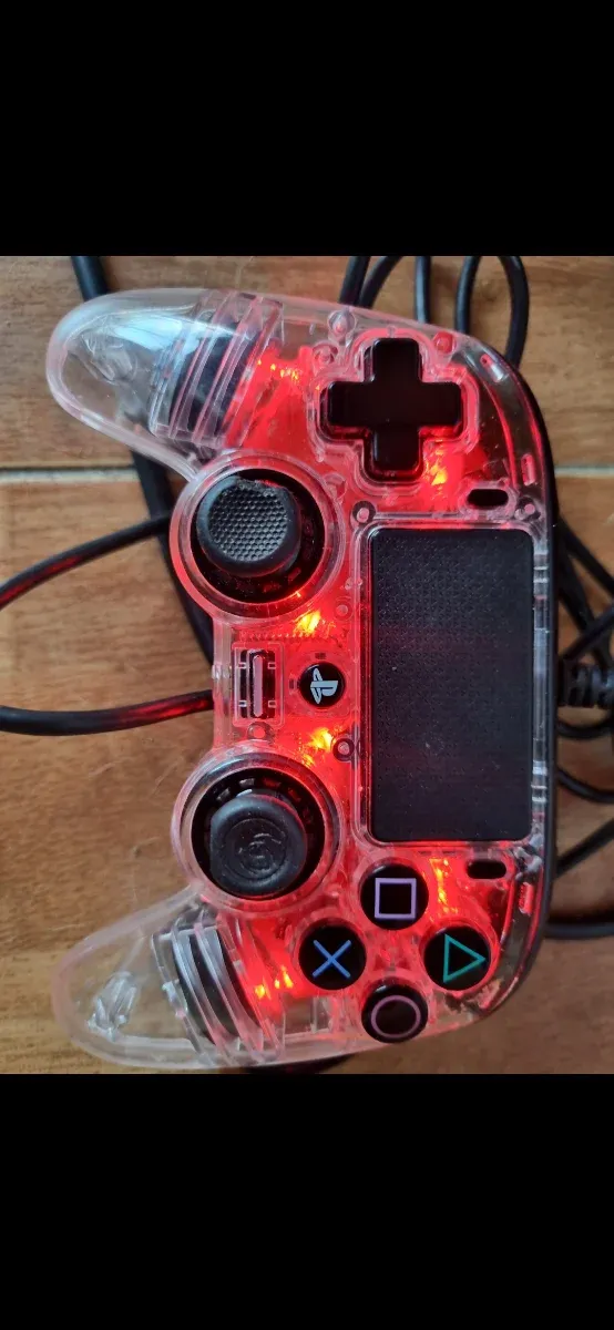 Controle PS4 Vermelho Transparente