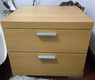 Mesita de noche haya/roble claro 2 cajones