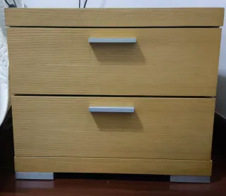 Mesita de noche haya/roble claro 2 cajones