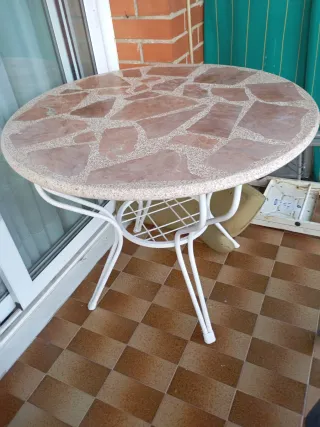 Mesa redonda mármol terraza 1m