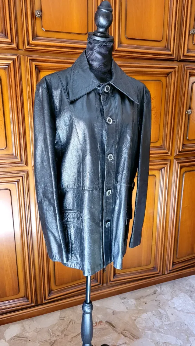 Giacca vintage uomo nera vera pelle