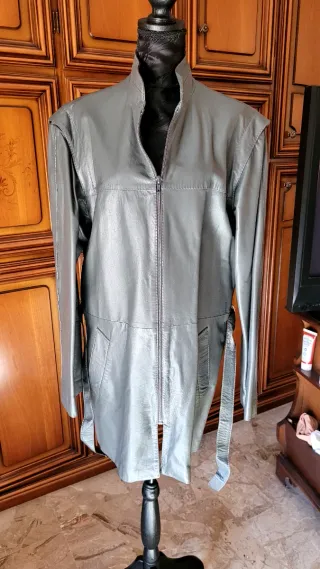 Giacca vintage uomo grigia vera pelle