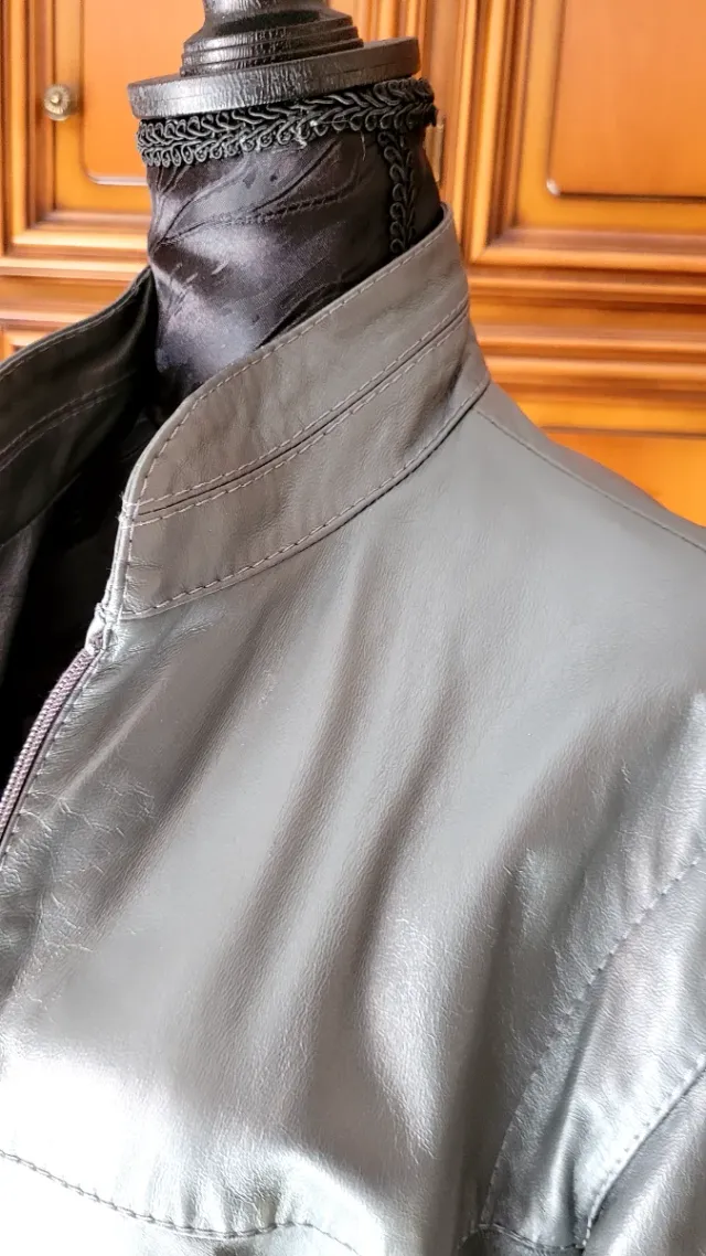 Giacca vintage uomo grigia vera pelle