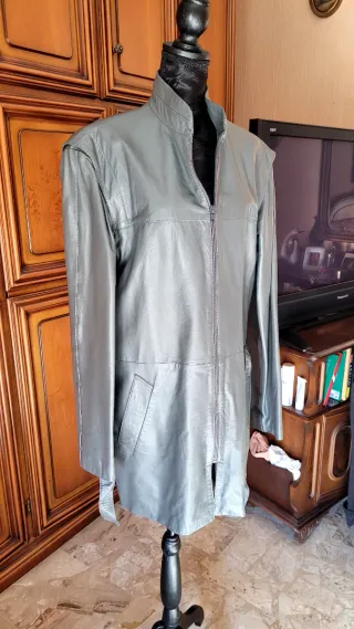 Giacca vintage uomo grigia vera pelle