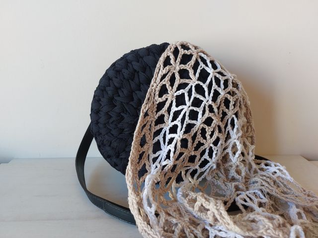 Foulard crochet beige y blanco nuevo