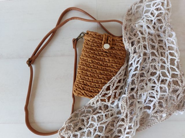 Foulard crochet beige y blanco nuevo