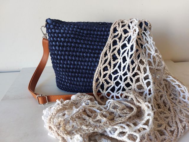 Foulard crochet beige y blanco nuevo