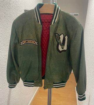 Cazadora Bomber Verde Estampada