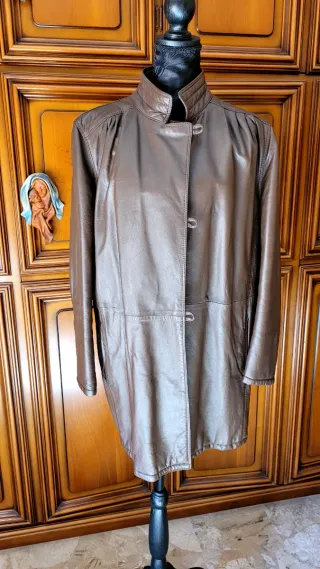 Giacca vintage donna in pelle marrone