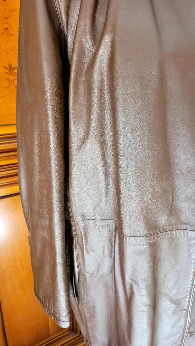 Giacca vintage donna in pelle marrone