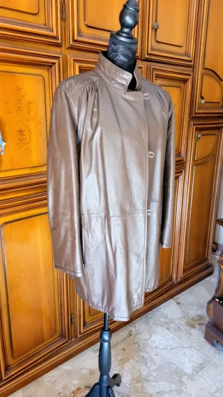 Giacca vintage donna in pelle marrone