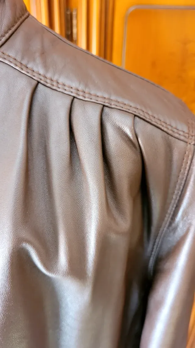 Giacca vintage donna in pelle marrone