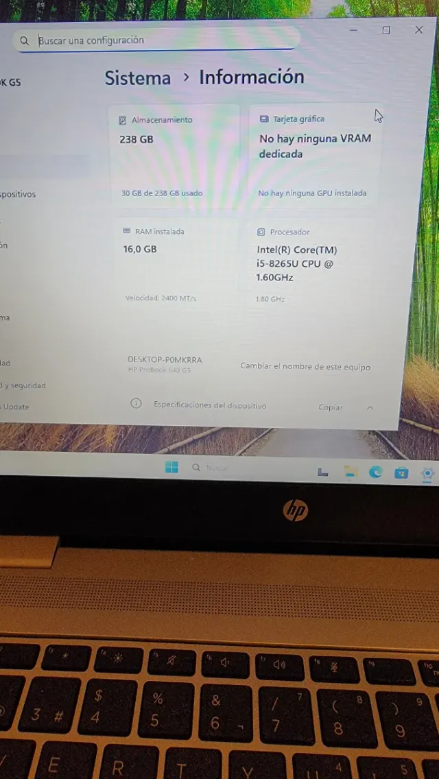 Portátil HP ProBook G5 i5 16GB RAM 250GB SSD