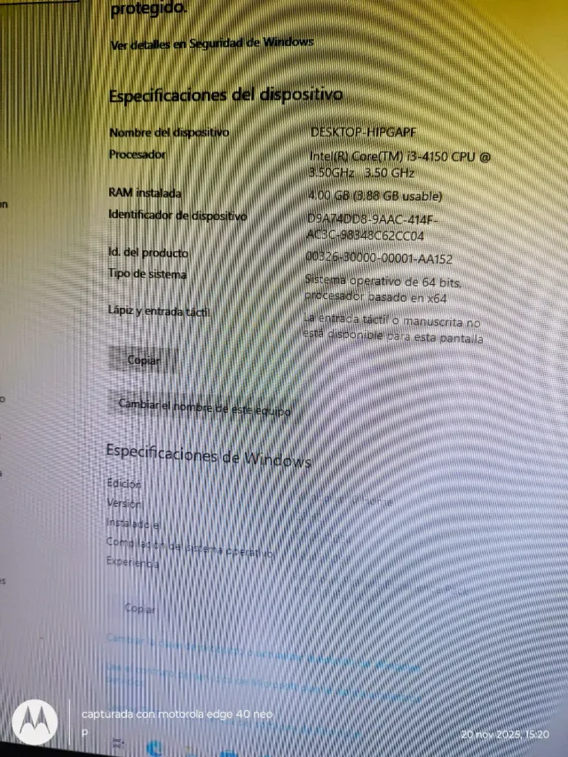 Ordenador sobremesa Acer i3